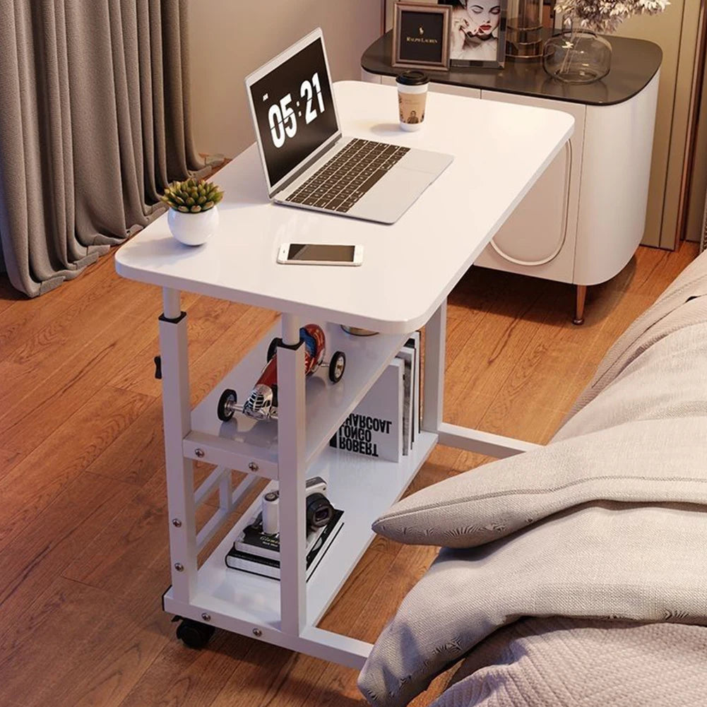 Multi-Layer Standing Desk Small Office Desk Adjustable Height Wooden Computer Desk Workstation Work Table Laptop Desk for Home