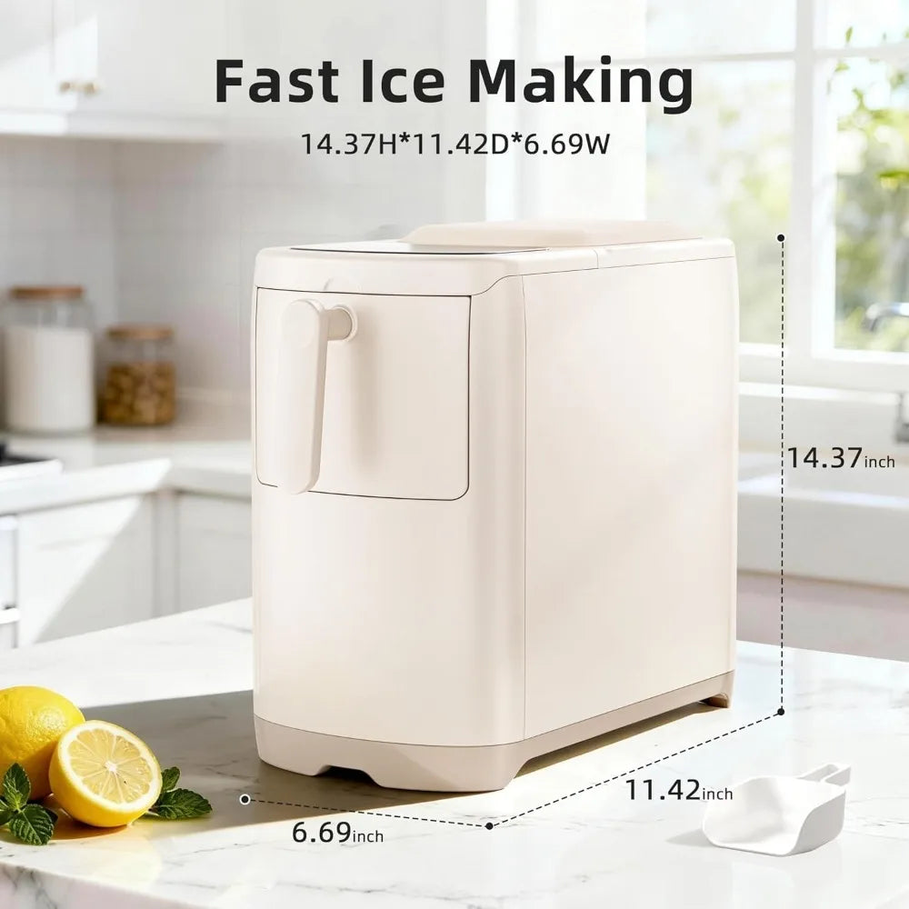 6-Min Fast Bullet Ice Maker, 18lbs/24H, 6.69" Slim, Auto-Drain, Self-Cleaning, for Kitchen RV, Cream White