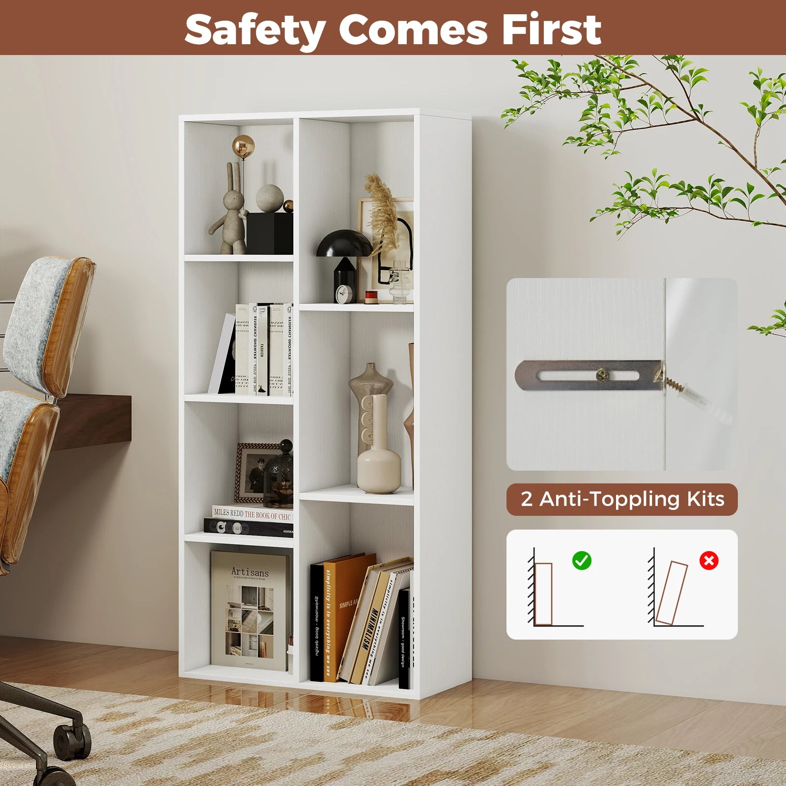 7-Cube Bookcase, Vertical or Horizontal Freestanding Bookshelf