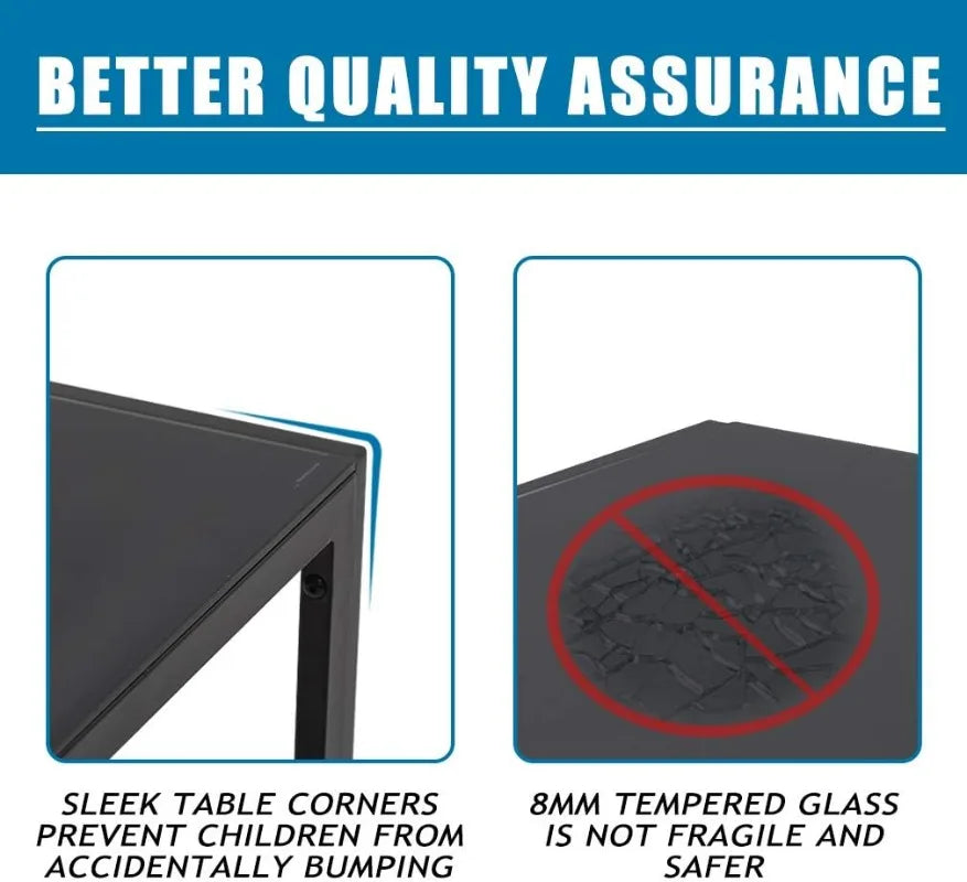 5-Piece Dining Table Set Black Glass Kitchen Table