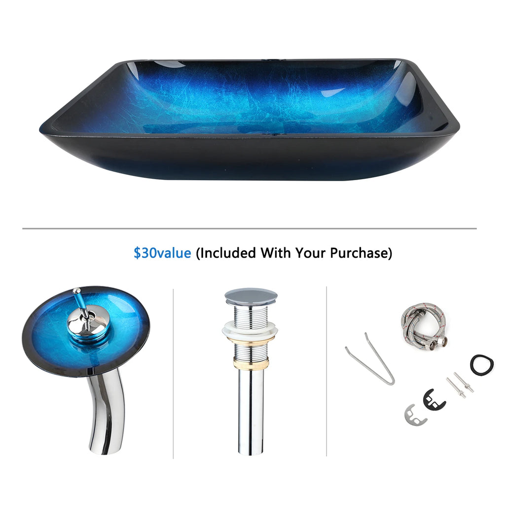 Big Tempered Glass Basin Sink