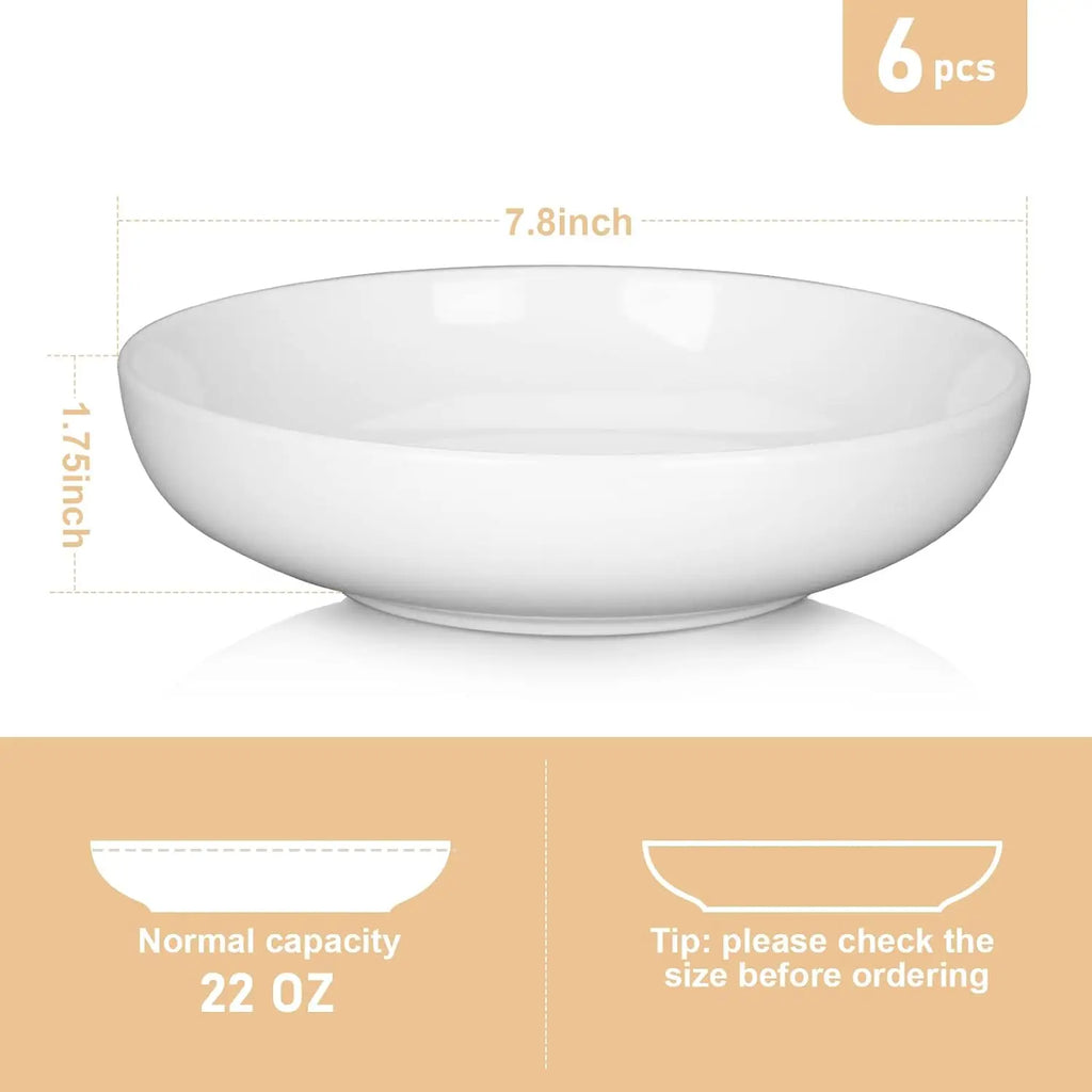 Porcelain Pasta Bowls Set 6 Pack