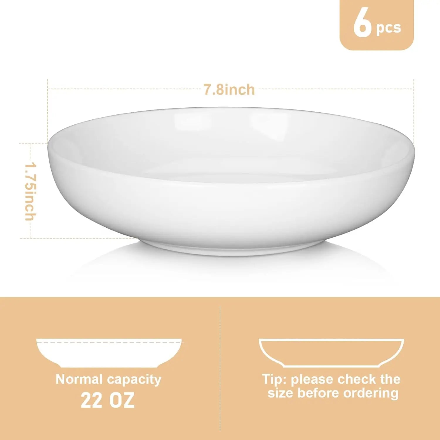 Porcelain Pasta Bowls Set 6 Pack