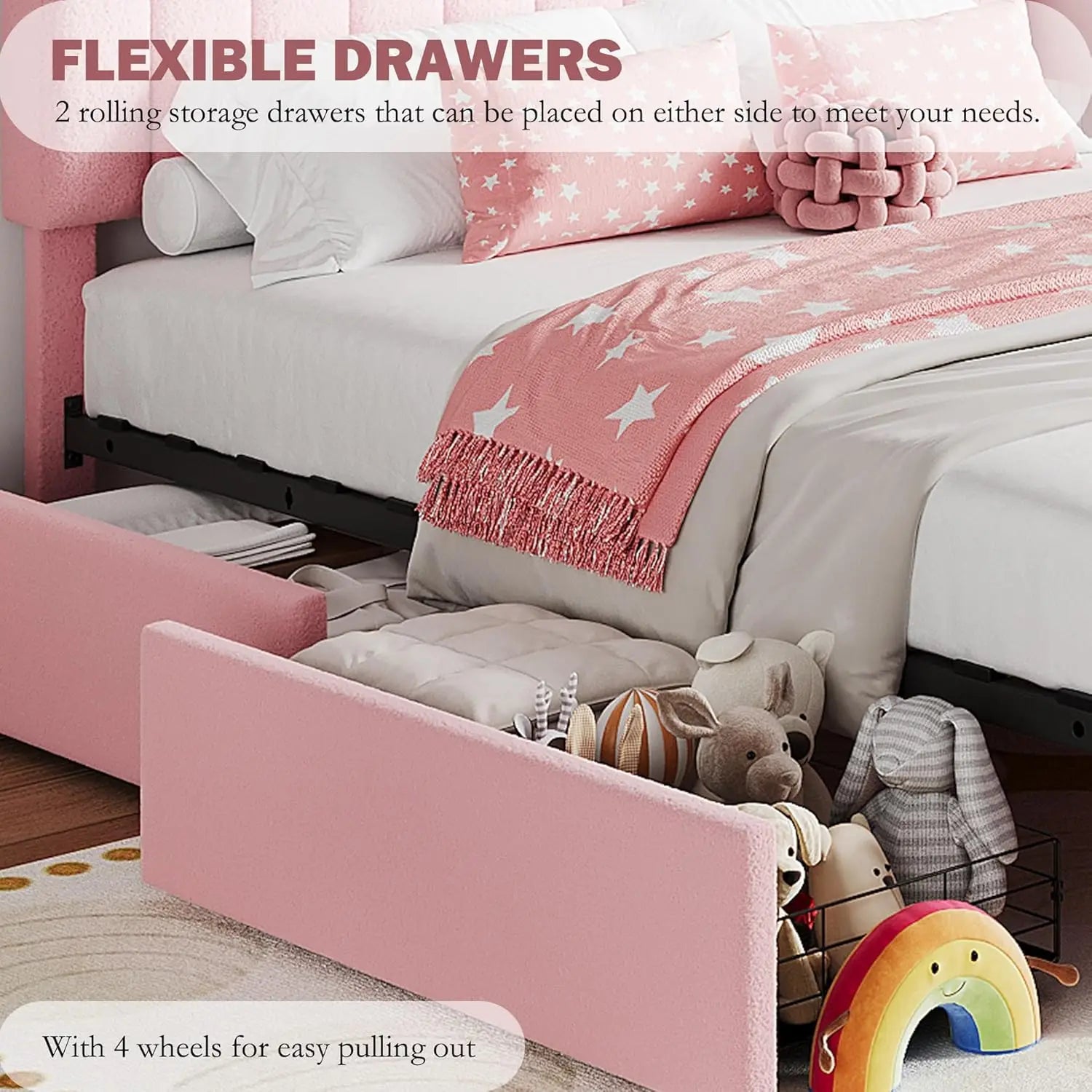 Twin XL Bed Frame with Bookcase Headboard