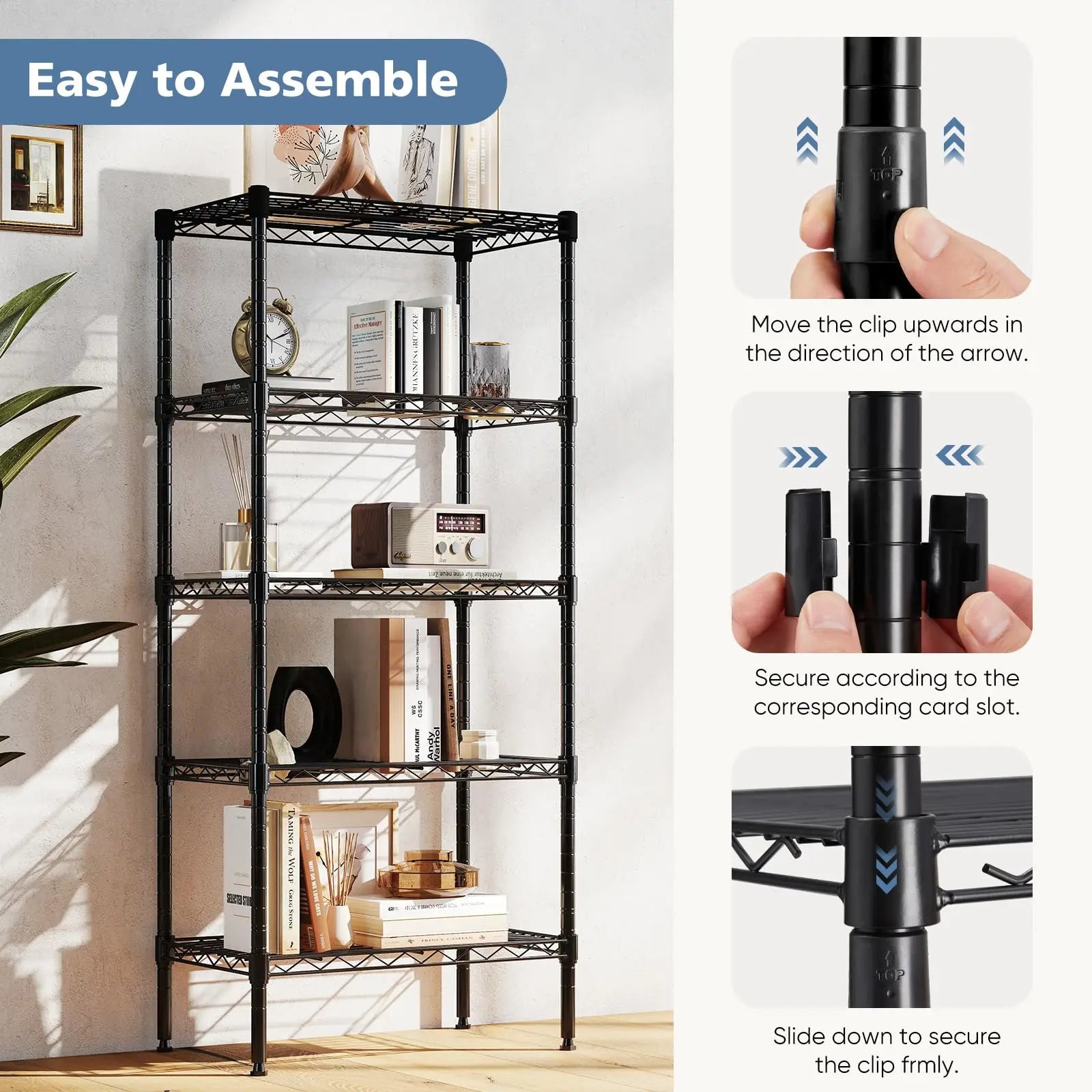 3-5 Tier Metal Wire Storage Shelves Adjustable