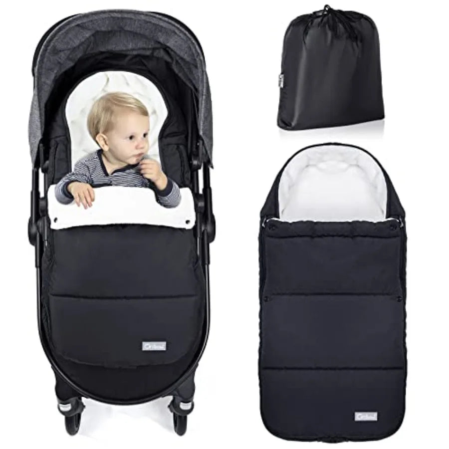 Universal Stroller Footmuff, Winter Baby Bunting Bag for Stroller - Baby Sleeping Bag with Coral Fleece Lining for Cold Weather
