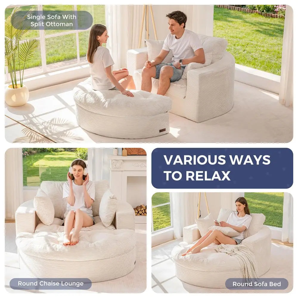 Oversized Round Chaise Lounge Sofa,
