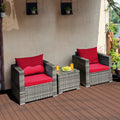Patio Rattan Furniture Bistro Set Cushioned Sofa Chair Table