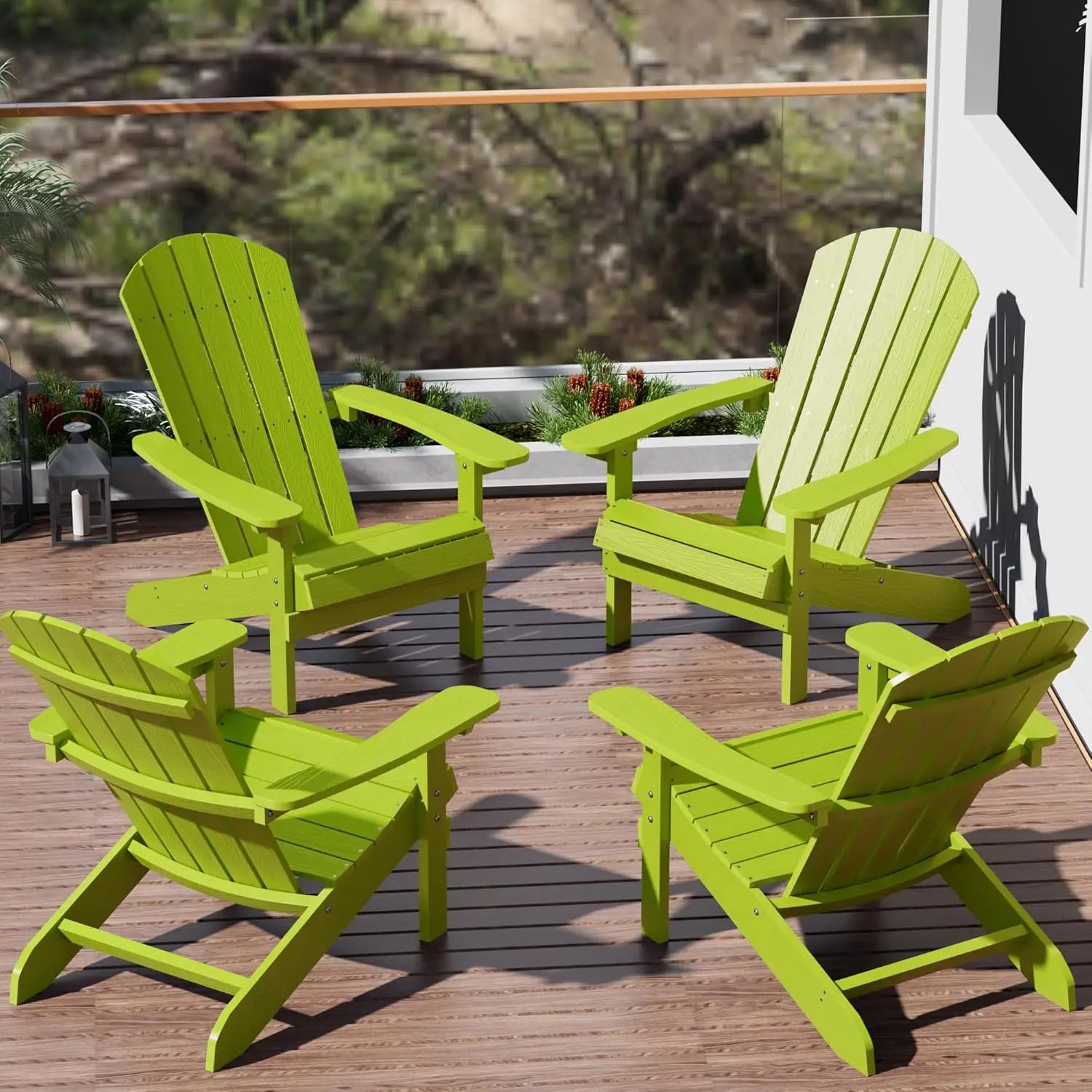 Adirondack Chairs Set of 4 Plastic Weather Resistant-Grey,
