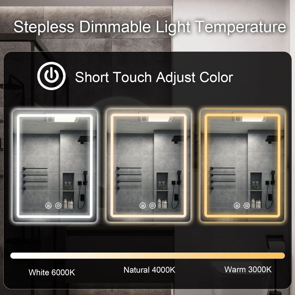 20x28 inch LED Bathroom Mirror with Backlit Lights Fogless