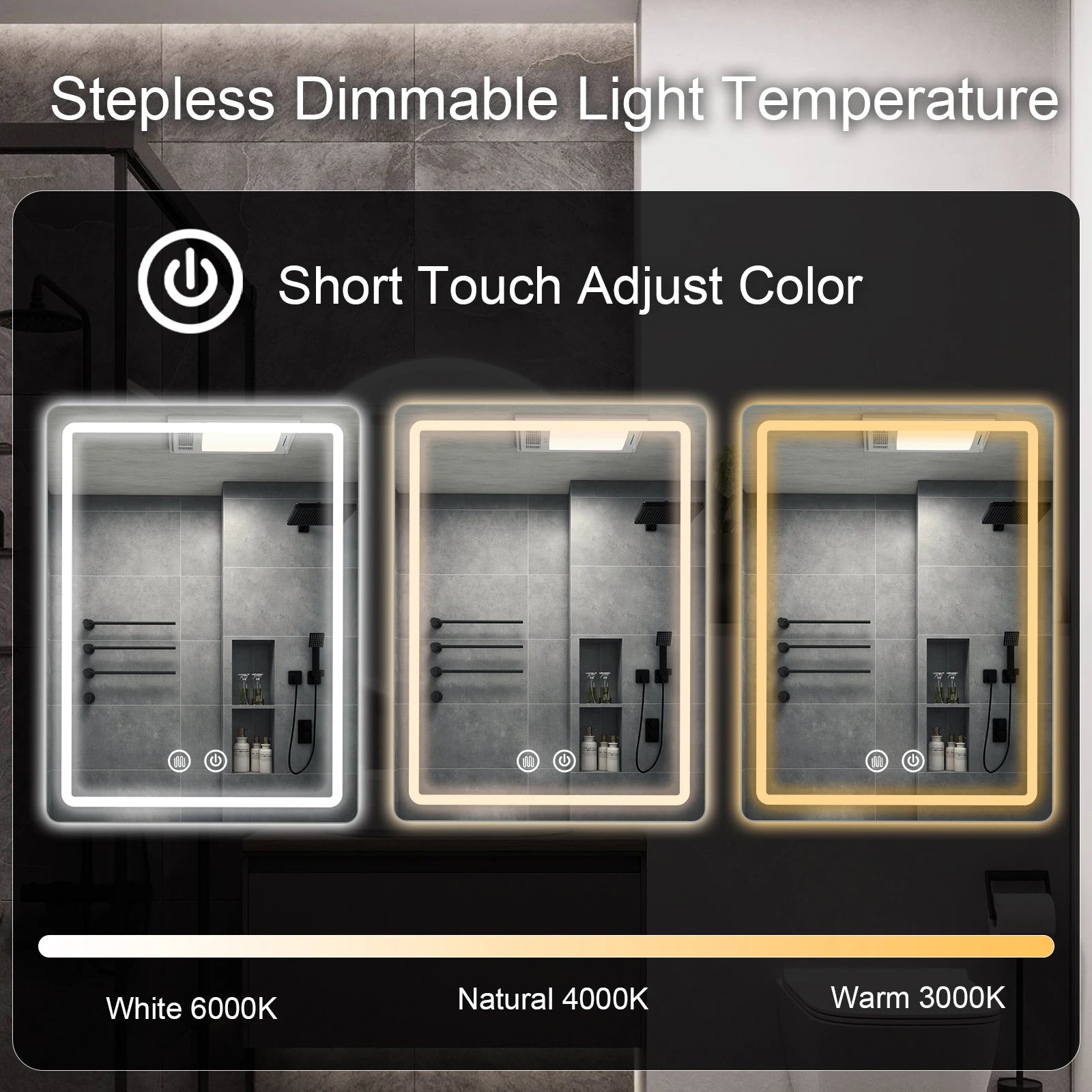 20x28 inch LED Bathroom Mirror with Backlit Lights Fogless