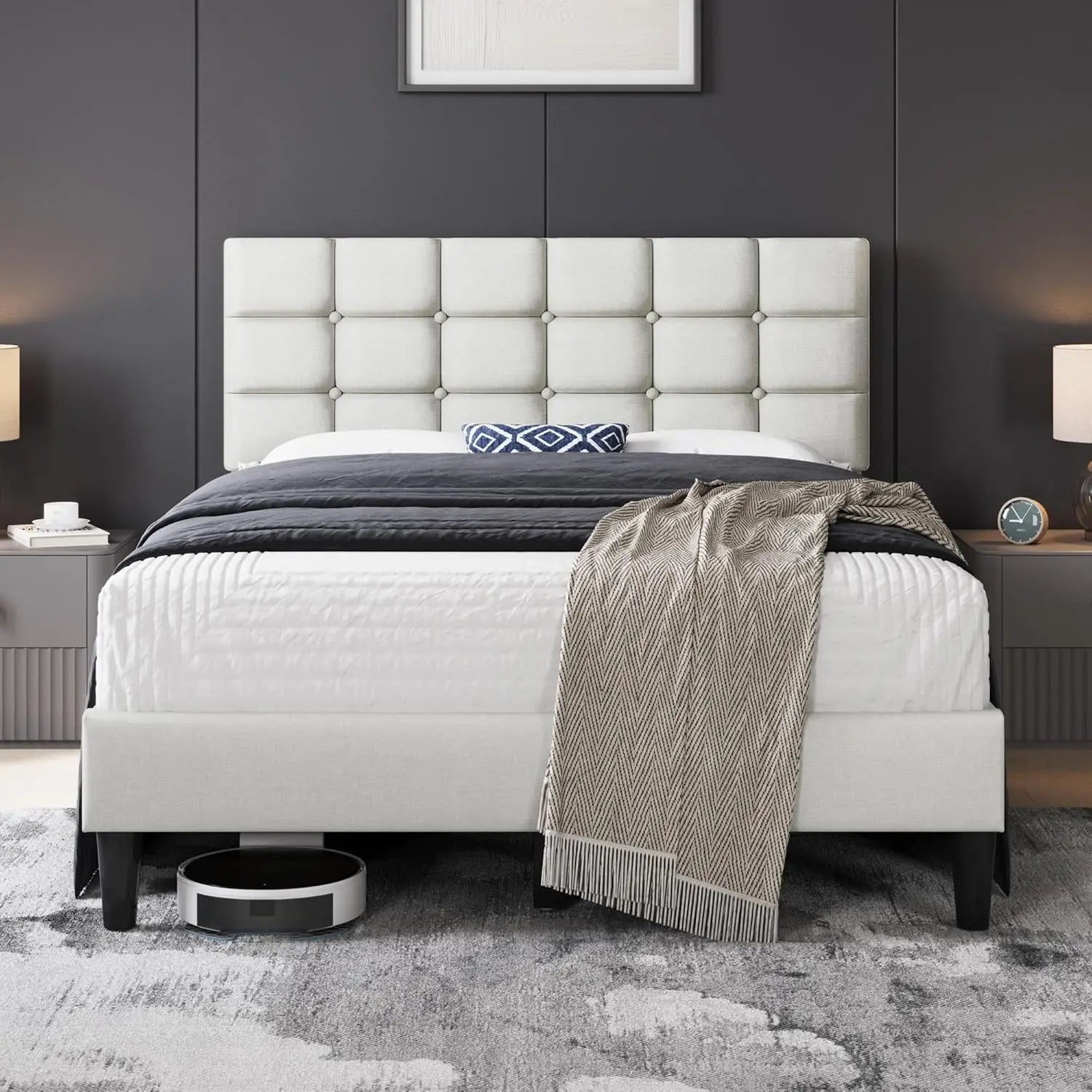 Upholstered Bed Frame, Full Bed Platform