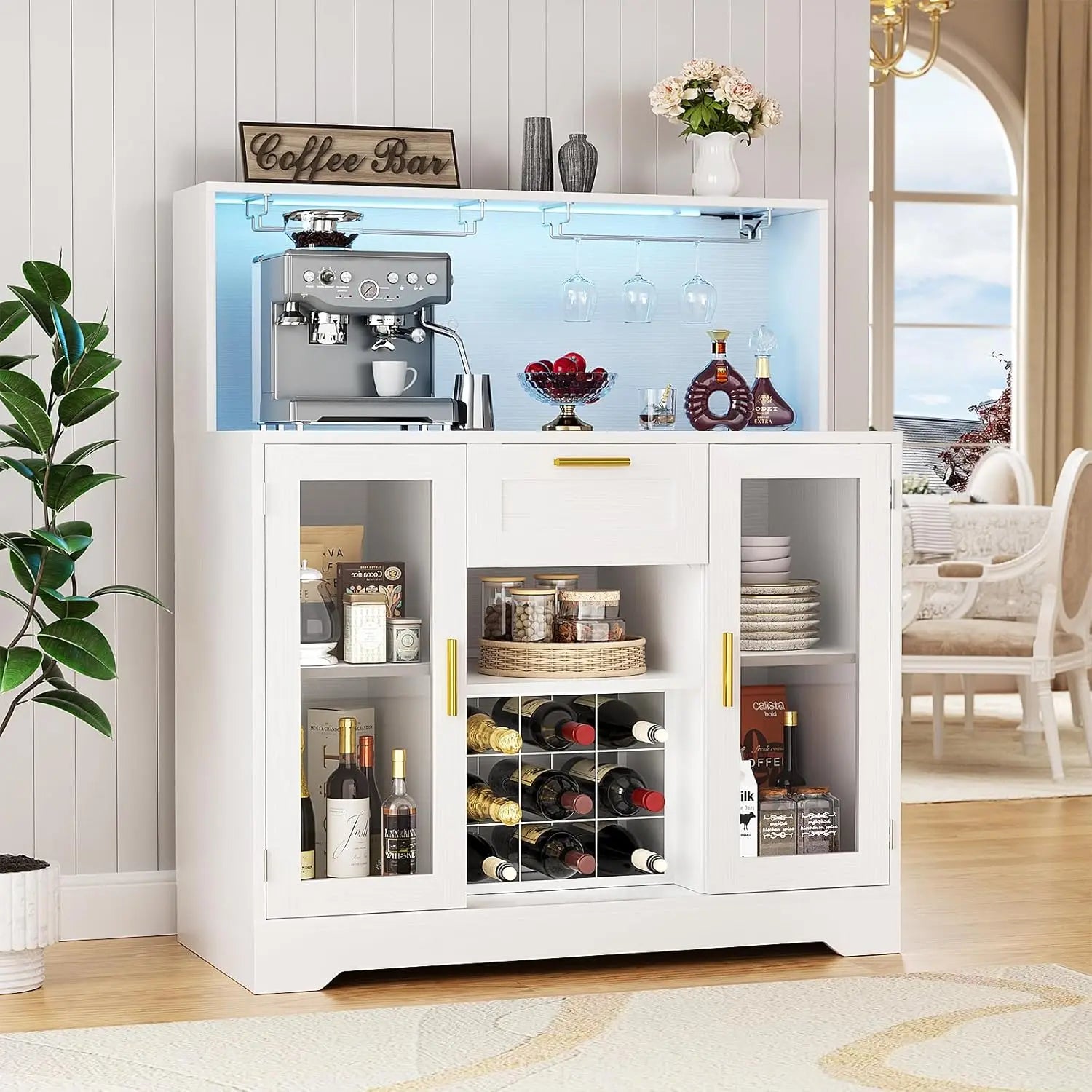 Wine Bar Cabinet with LED Light, Liquor Cabinet