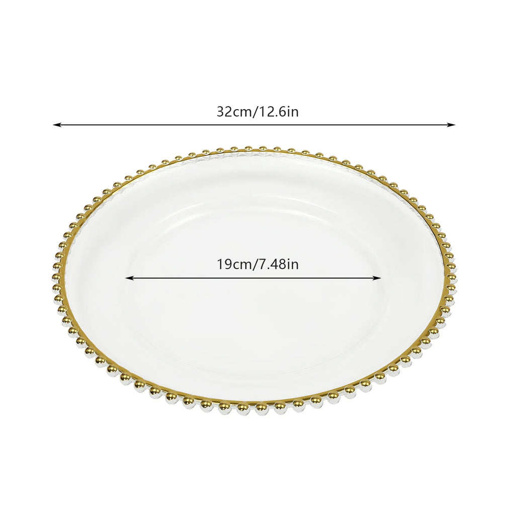 Luxury Gold Beaded Rim Charger Plates 25Pcs