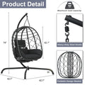 Egg Chair with Stand Patio Wicker Rattan Swing Chair