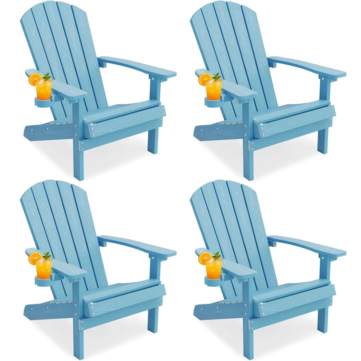 Adirondack Chairs Set of 4 Plastic Weather Resistant-Grey,