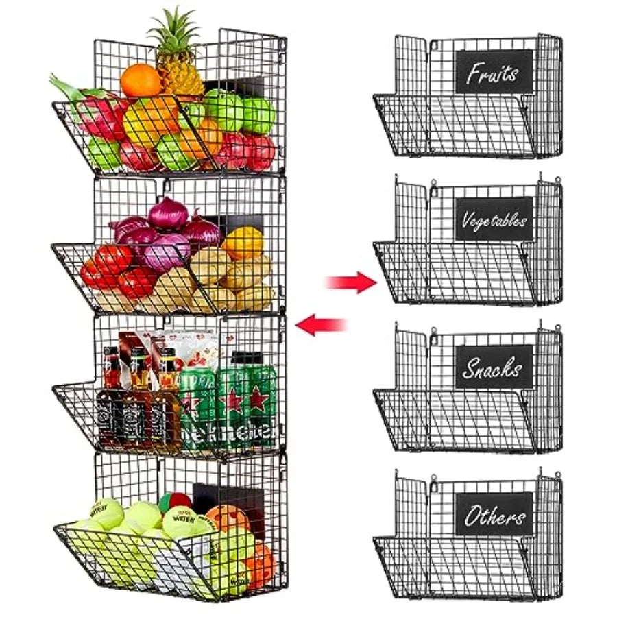 Metal Wire Basket Wall Mount, Storage Basket Organizer