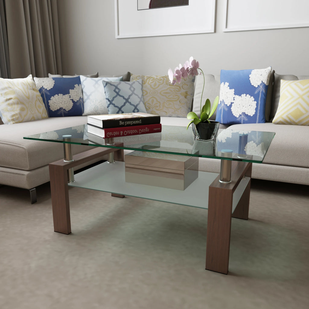 Rectangle Black Glass Coffee Table, Clear Coffee Table
