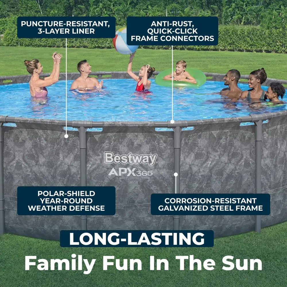 18 x 52 Above Ground Round Metal Frame Outdoor Swimming Pool