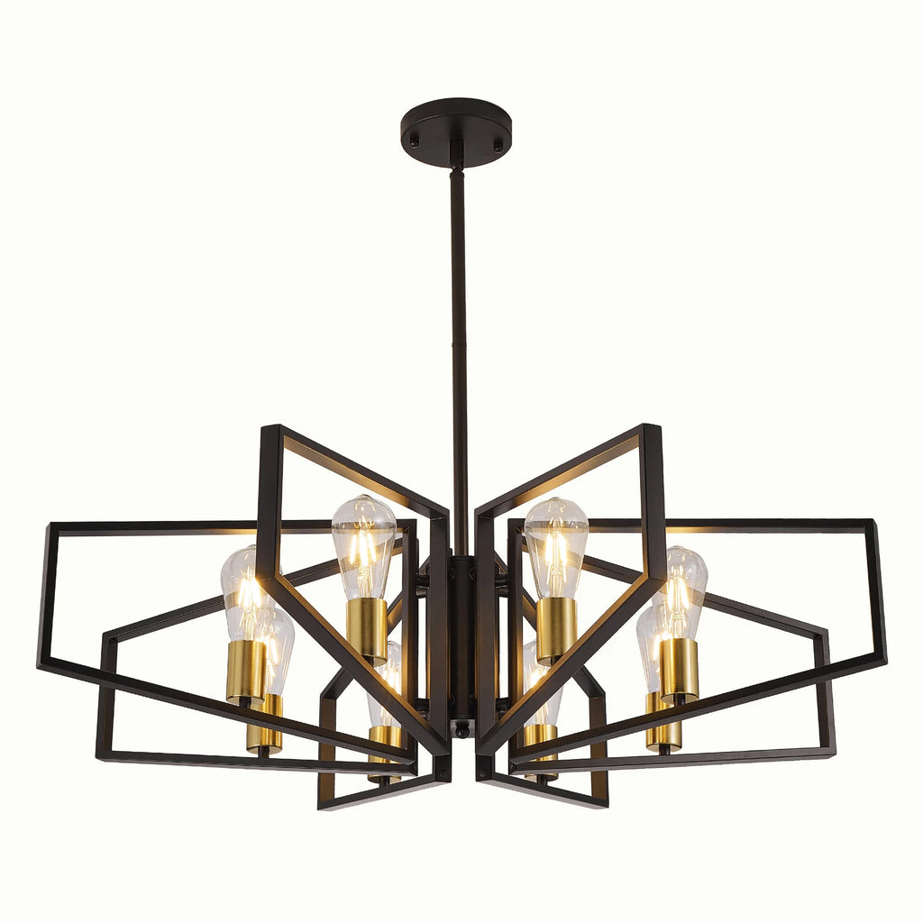 Modern 8-Light Geometric Chandelier Adjustable Height