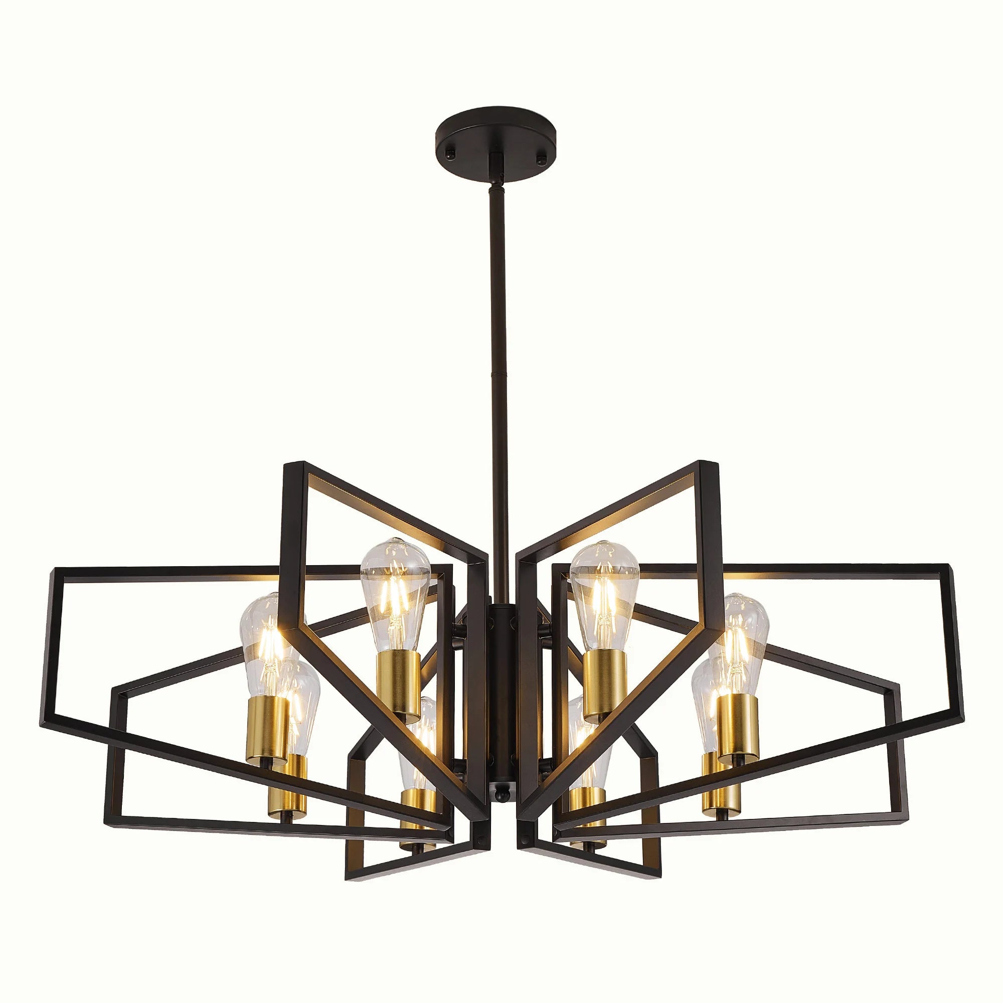 Modern 8-Light Geometric Chandelier Adjustable Height