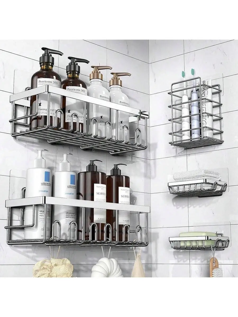Adhesive Shower Caddy 5 Pack, Rustproof Stainless Steel