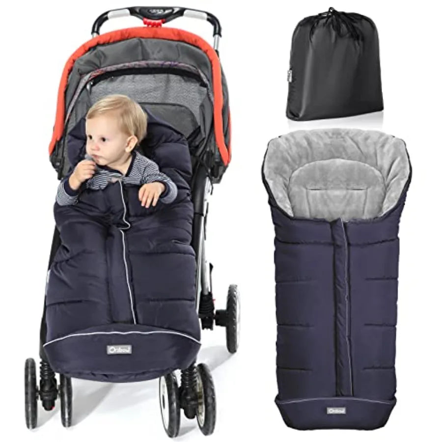 Universal Stroller Footmuff, Winter Baby Bunting Bag for Stroller - Baby Sleeping Bag with Coral Fleece Lining for Cold Weather