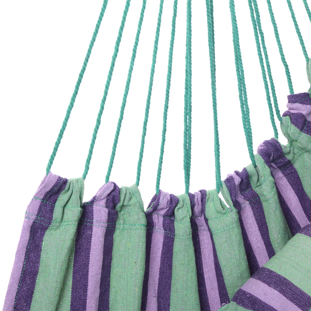 Hanging Rope Chair Polyester Cotton with 2 Soft Pillows Green