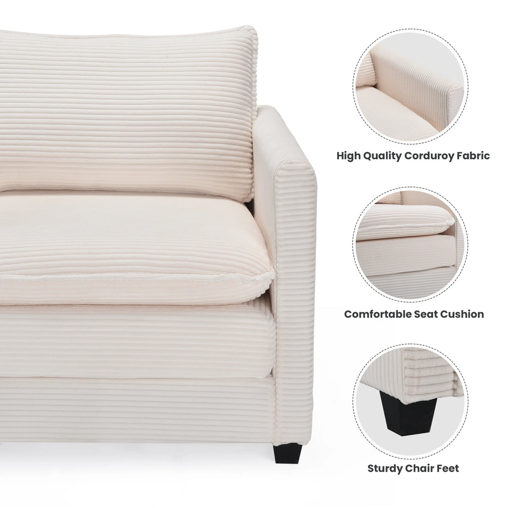 Corduroy Armchair with Ottoman Set, Accent Chair & Footstool, High-Quality Foam, Easy 15-Min Assembly, for Living Room, Bedroom