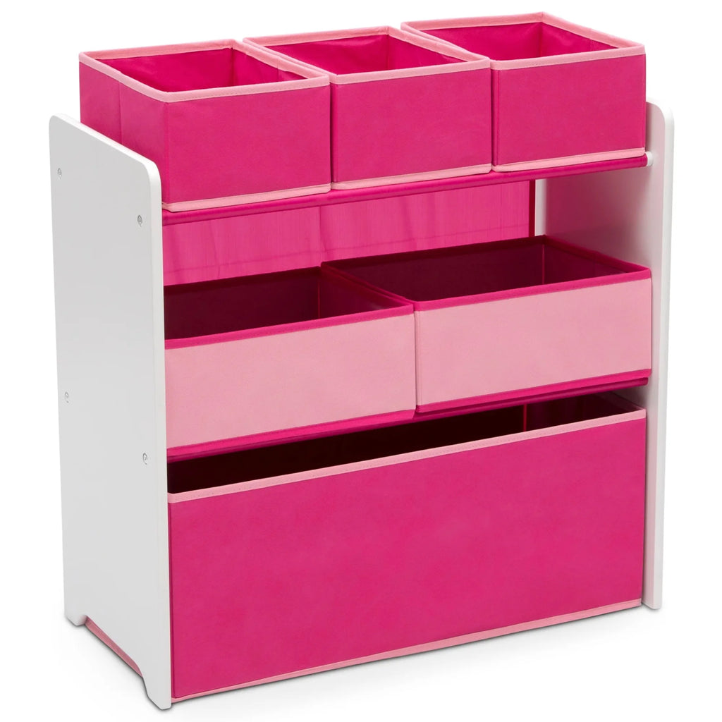 Children 6 Bin Design and Store Toy Organizer, White/Pink