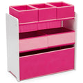 Children 6 Bin Design and Store Toy Organizer, White/Pink