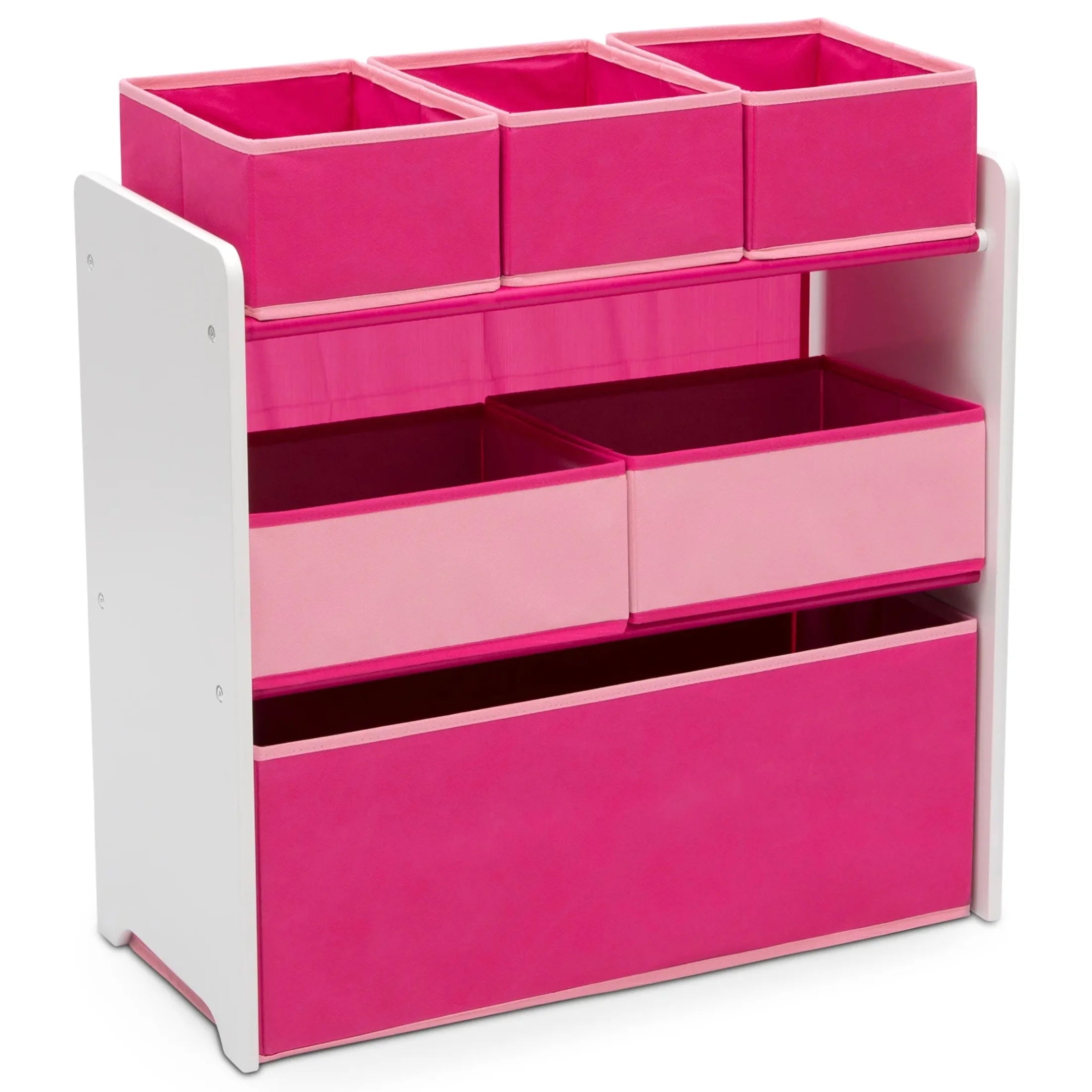 Children 6 Bin Design and Store Toy Organizer, White/Pink