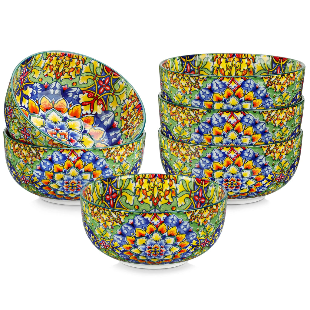 vancasso 6/12 Piece Cereal Bowls Set 28 Oz Ceramic Soup Bowls Bohemian style for Salad/Pasta/Rice/Oatmeal/Fruit/Cereal for  6