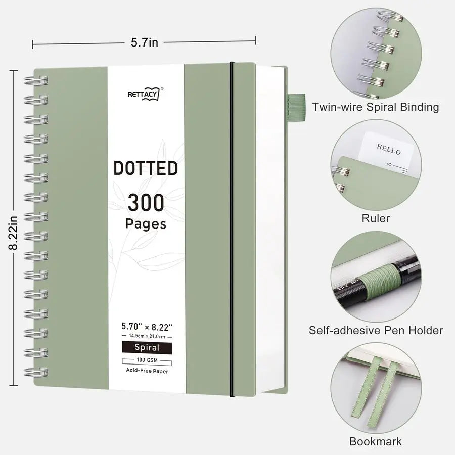Bullet Dotted Journal Notebook, 300 Pages