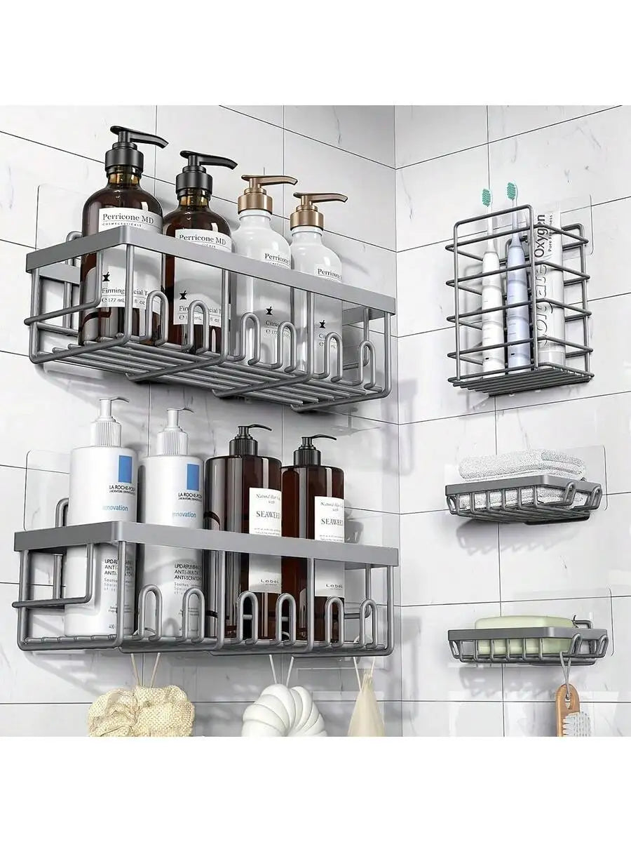 Adhesive Shower Caddy 5 Pack, Rustproof Stainless Steel