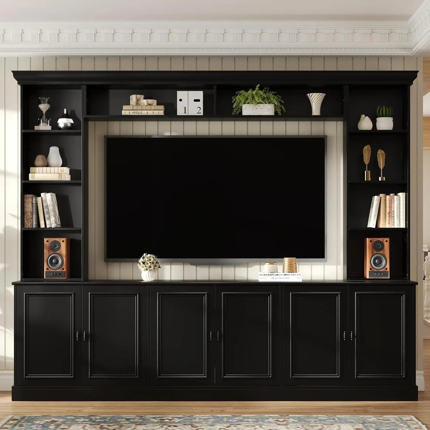 4-Piece Entertainment Center Wall Unit TV Stand Bookshelves