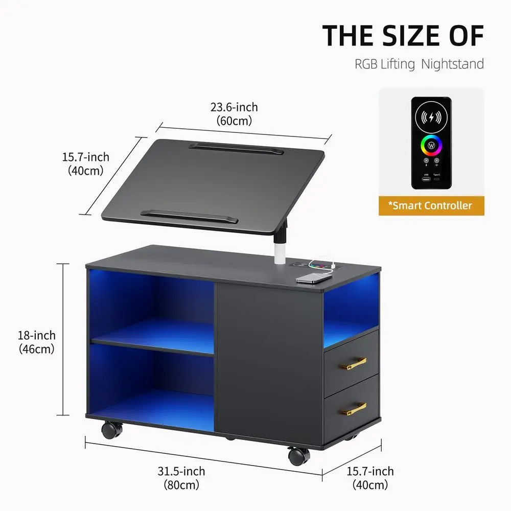Wireless Charging Station Bedside Table Night Stand