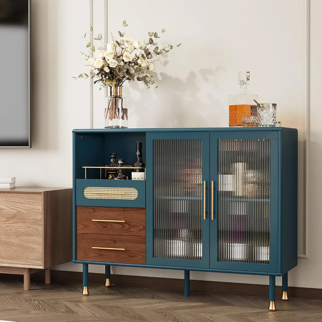 48" Coffee Bar Cabinet with Wine Racks and Drawers