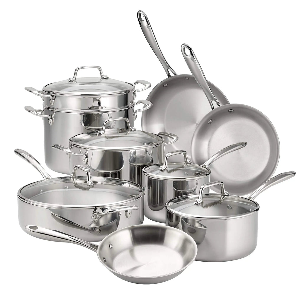 Tramontina Tri-Ply Clad Stainless Steel Cookware Set with Glass Lids, Pots and Pans Kitchen Set, Induction-Ready