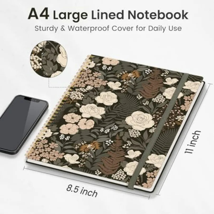 Large Spiral Lined Journal for Women, 8.5" x 11" Notebooks for Work Collge Ruled, A4 Aesthetic Cute Journaling Notebooks for Wr
