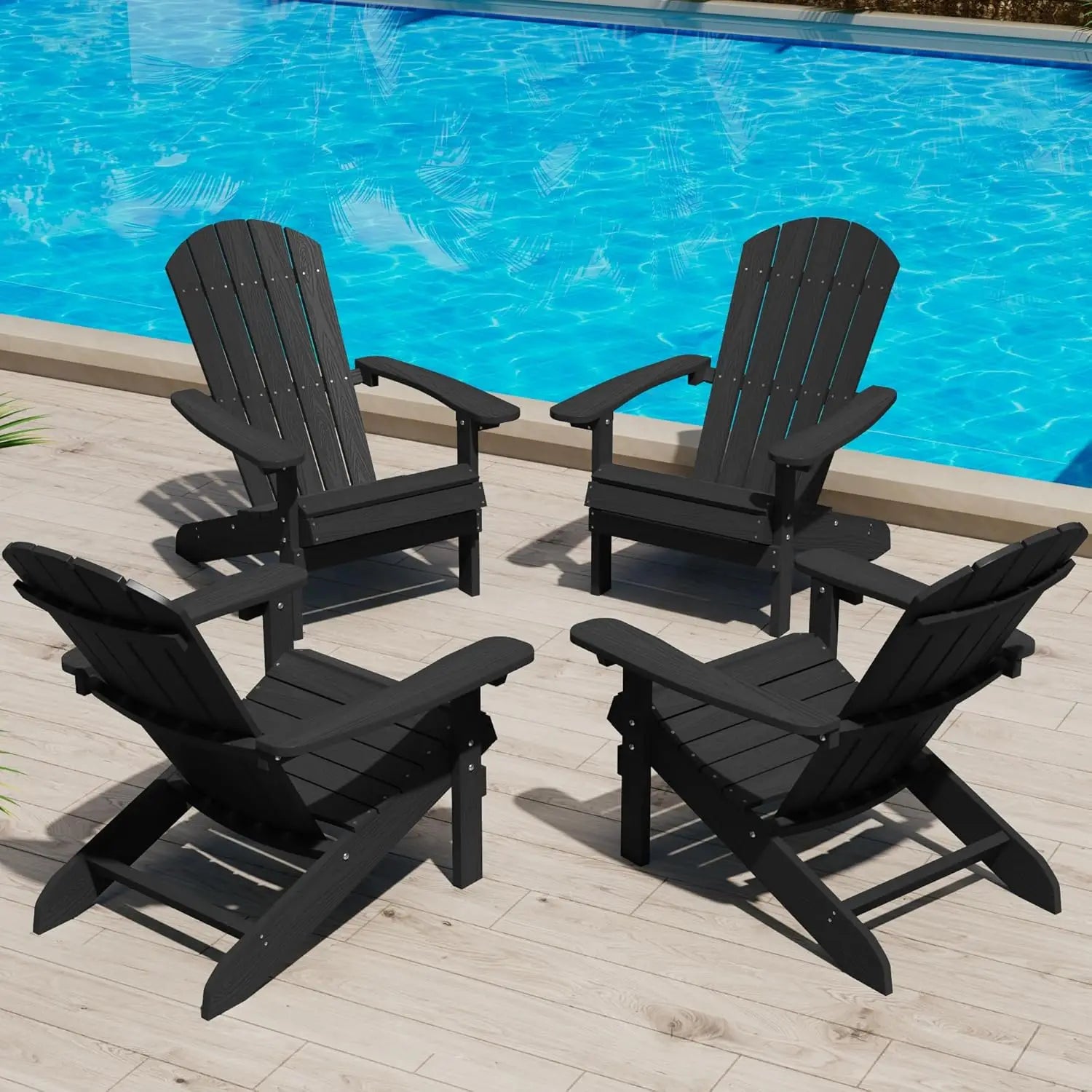 Adirondack Chairs Set of 4 Plastic Weather Resistant-Grey,