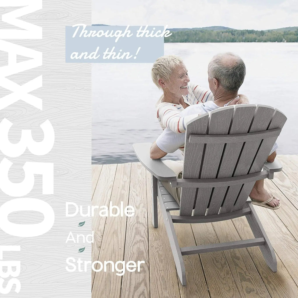 Adirondack Chairs Set of 4 Plastic Weather Resistant-Grey,