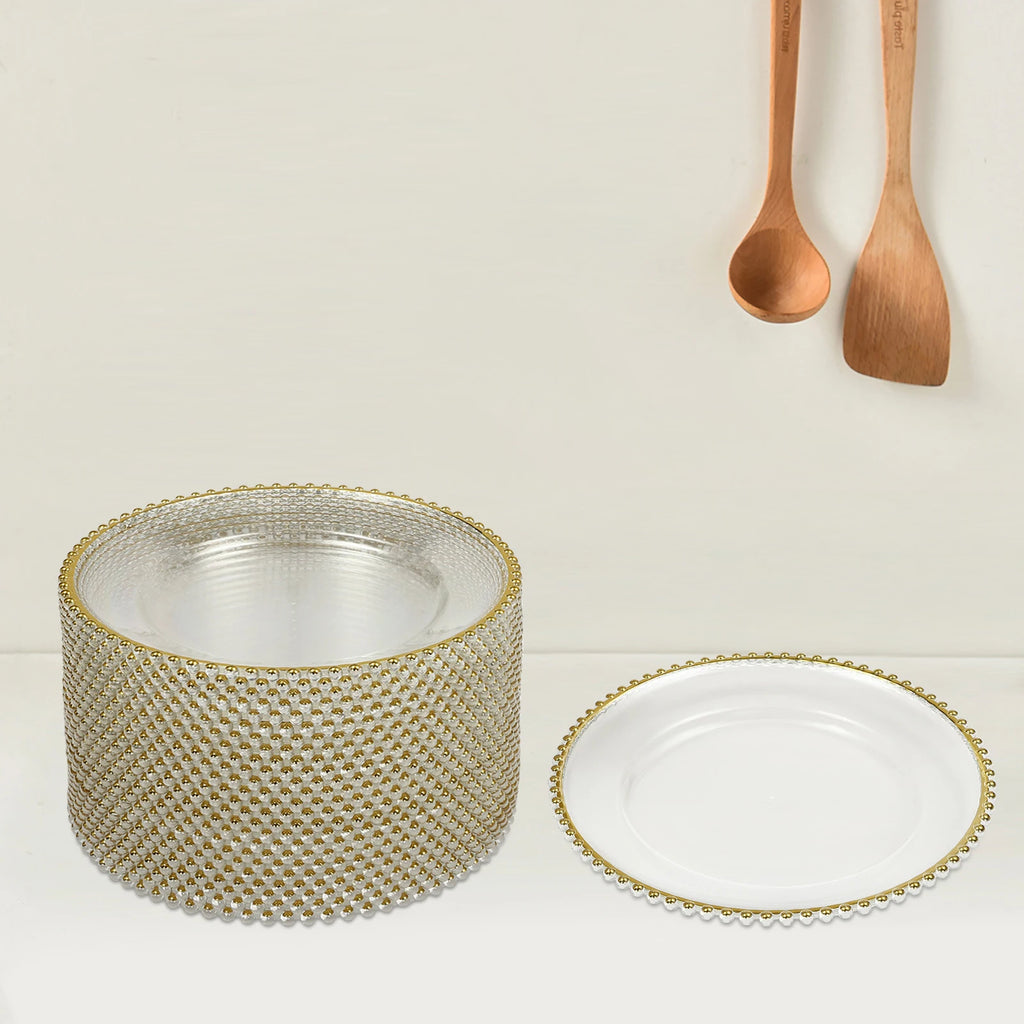 Luxury Gold Beaded Rim Charger Plates 25Pcs