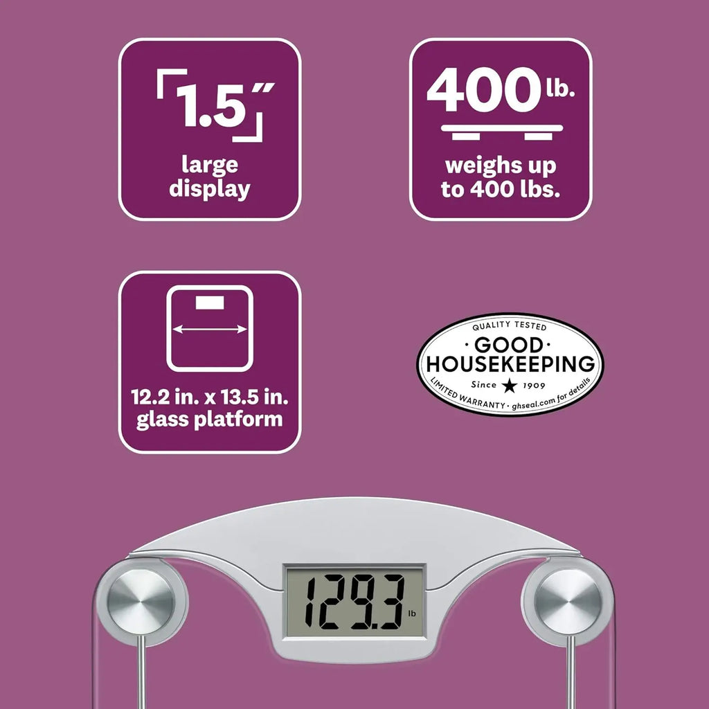 Digital Glass Bathroom Scale Measures Up to 400 Lbs.