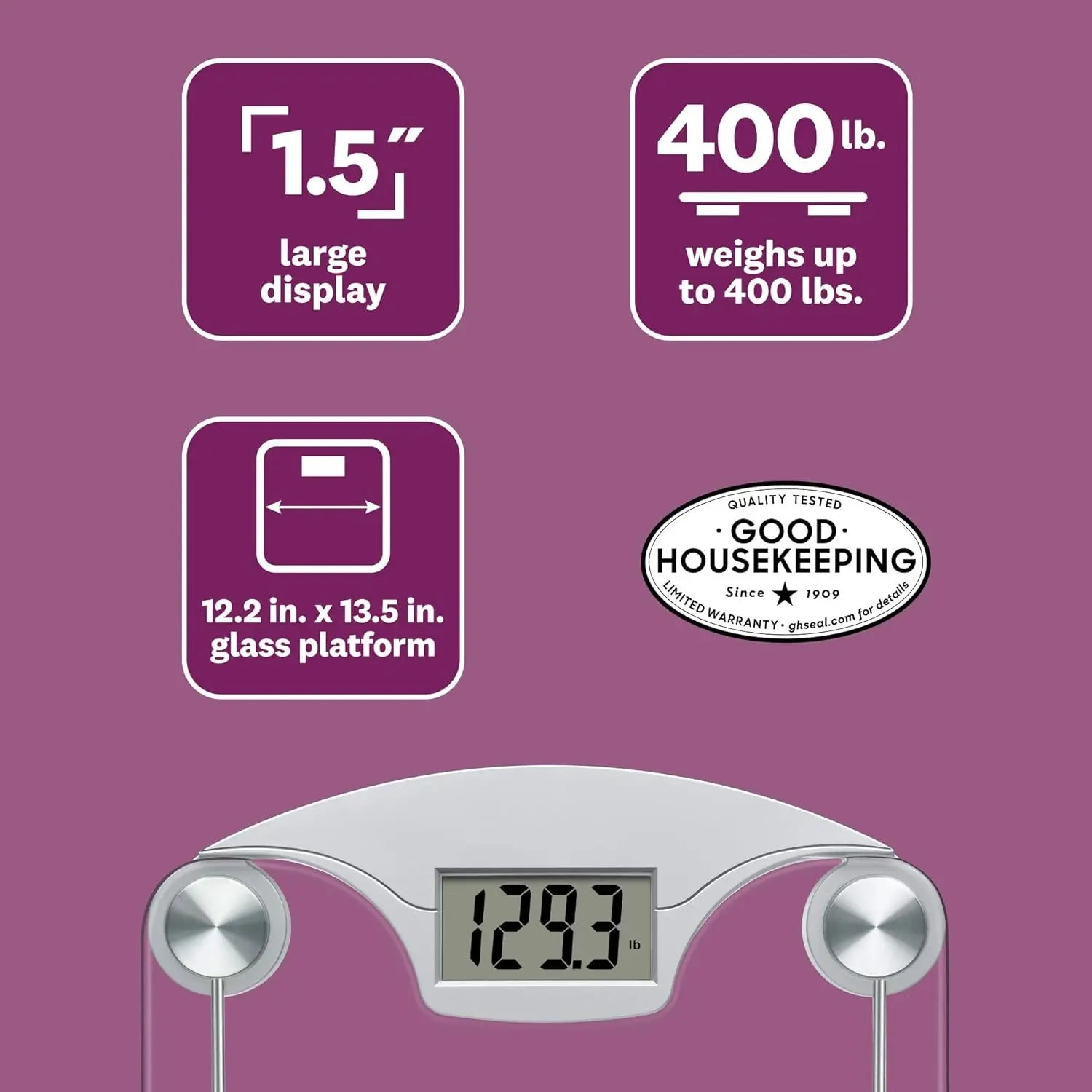 Digital Glass Bathroom Scale Measures Up to 400 Lbs.