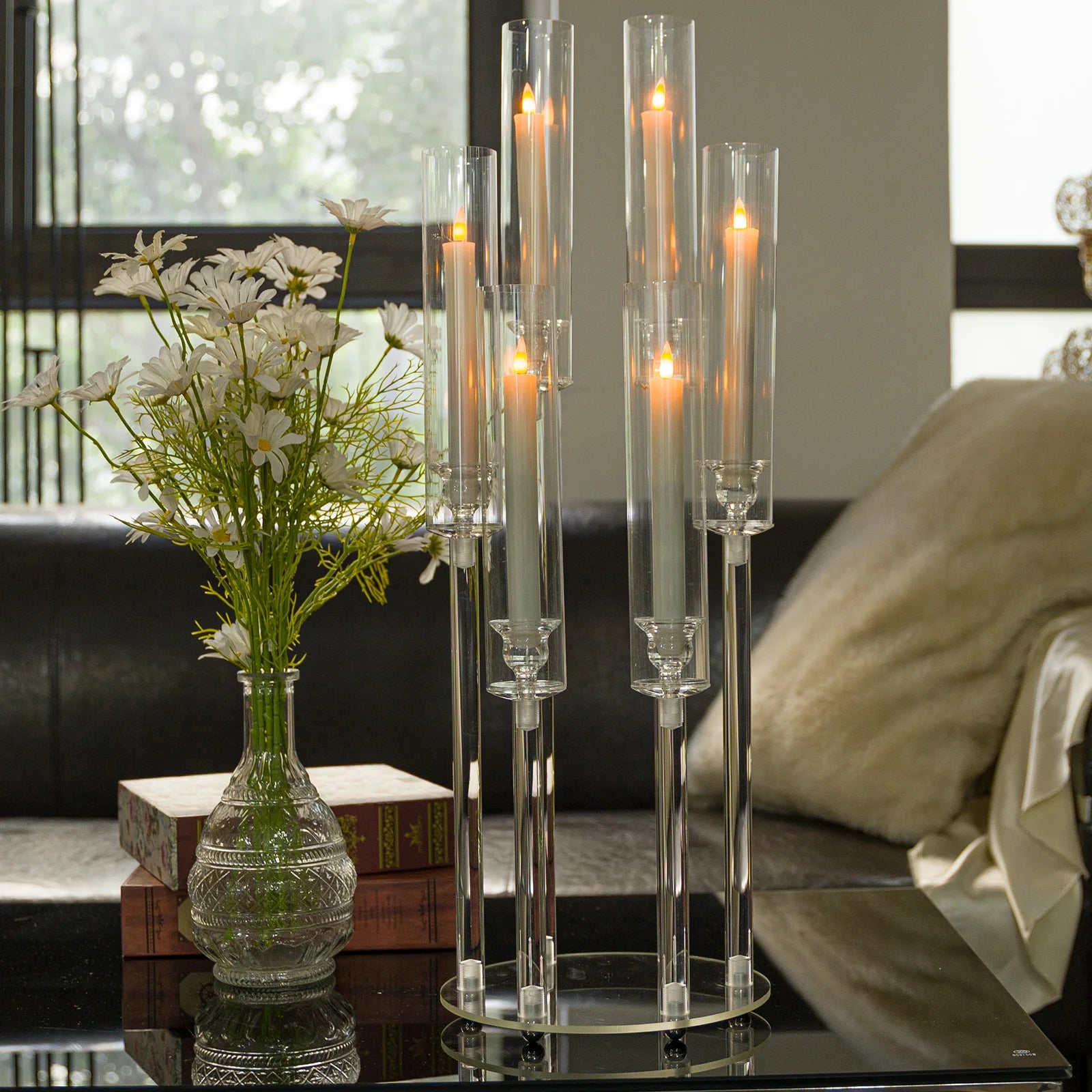 Candlestick Holde 6 Arm Candelabras Clear