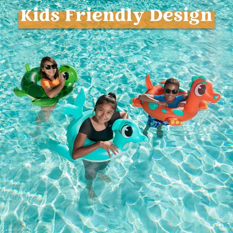 3Pack Inflatable Pool Tubes Floats Dinosaur Pool Beach Water Float for Kids Toddler Summer Party Decorations