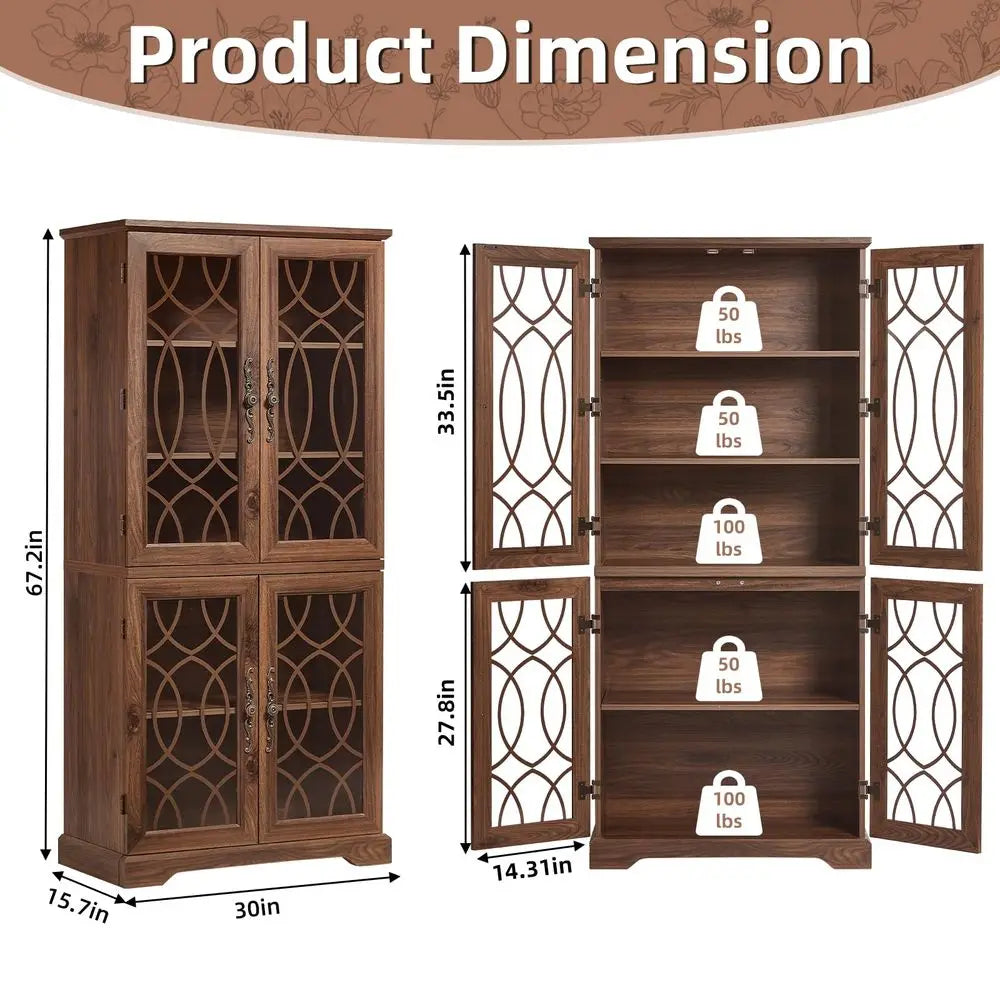 Tall Pantry Cabinet Set of 2