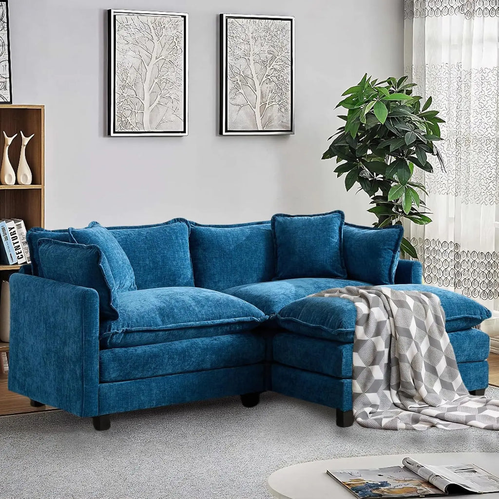 Shaped Modular Sectional Sofa with Ottoman