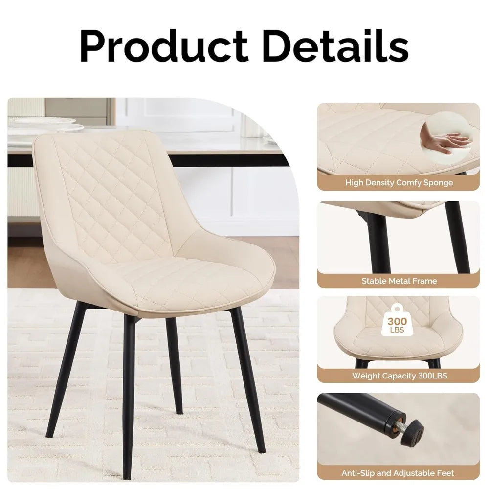 Set of 4, Modern Dining Chairs with Thick Cushions